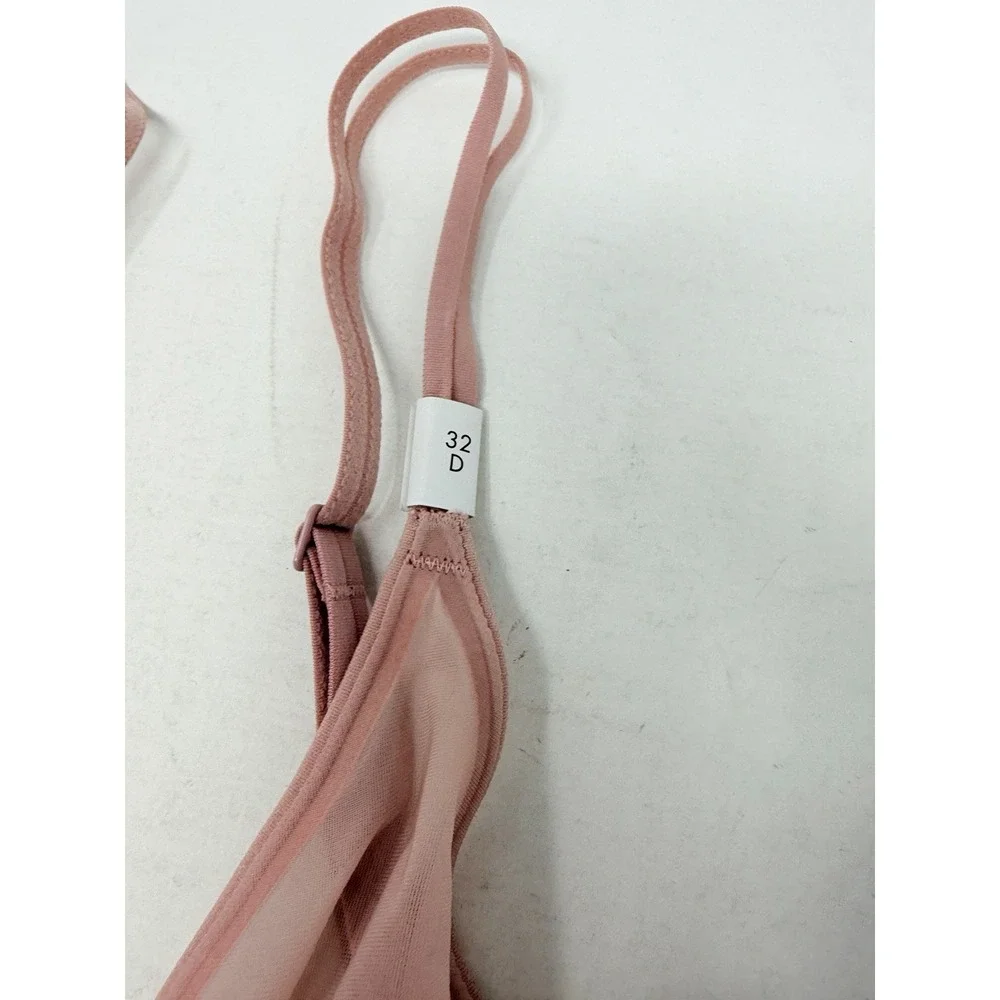 Calvin Klein Womens 32D Sheer Marquisette Unlined Plunge Bra QF6727 in Pink 1476